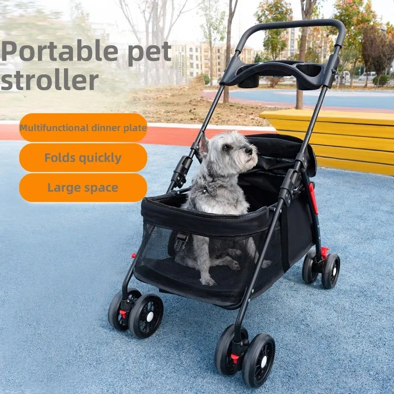 Pet Stroller Teddy Cat Dog Stroller Outing Small Dog Lightweight Foldable - My Store