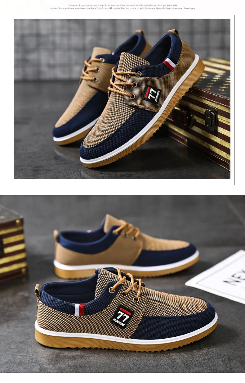 New Men's Canvas Shoes Lightweight Sports Shoe Casual Mesh Breathable Vulcanized Shoes for Men Classic Fashion Lace Up Work Shoe