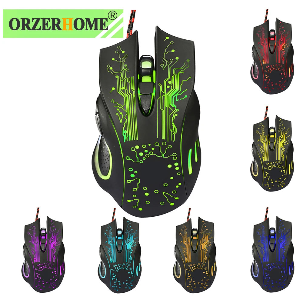 ORZERHOME LED Backlight Gaming Wired Mouse for PC Adjustable - My Store