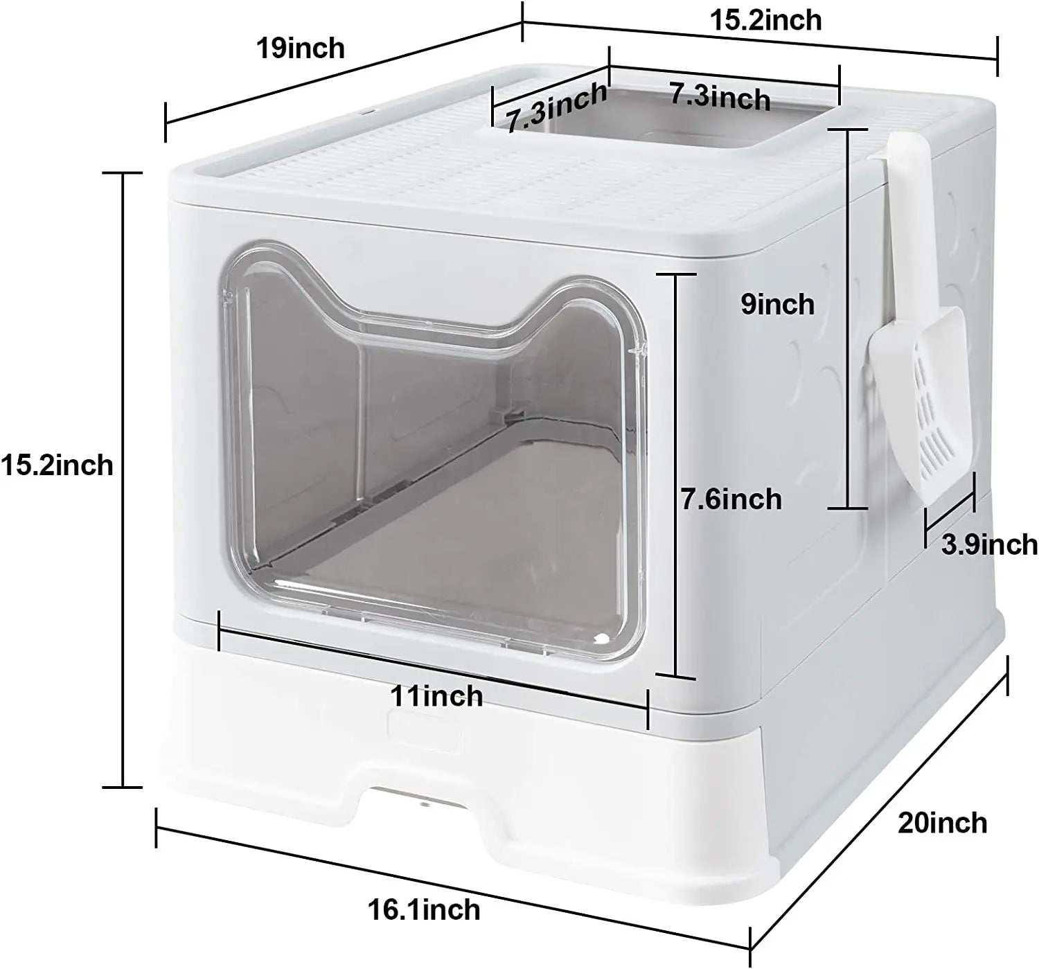 Front Entry Top Exit Cat Litter - Tray Box with Scoop and Drawer Foldable Pet Toilet Extra Large - My Store