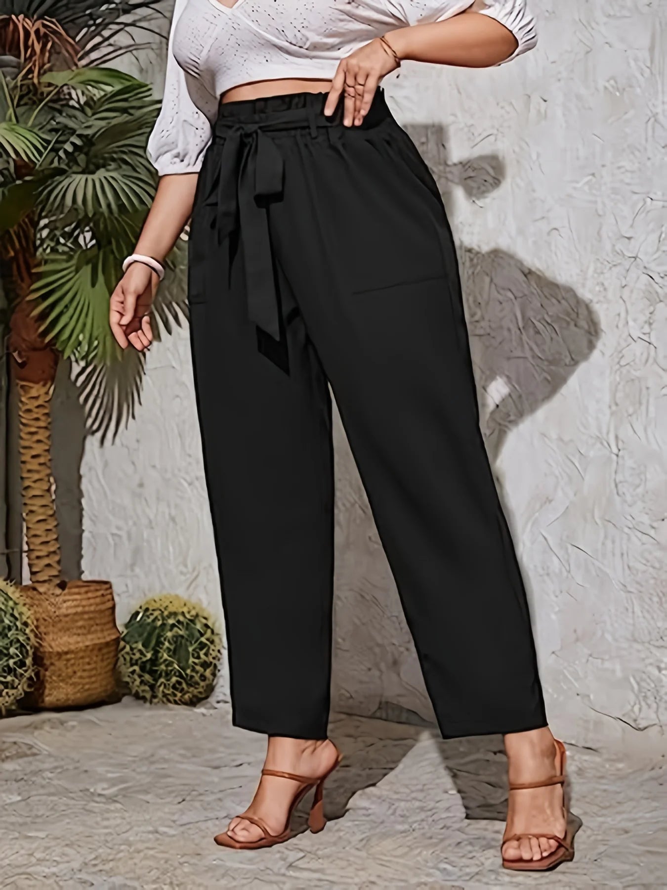 Summer plus size women United States high-waisted style drawstring pants - My Store