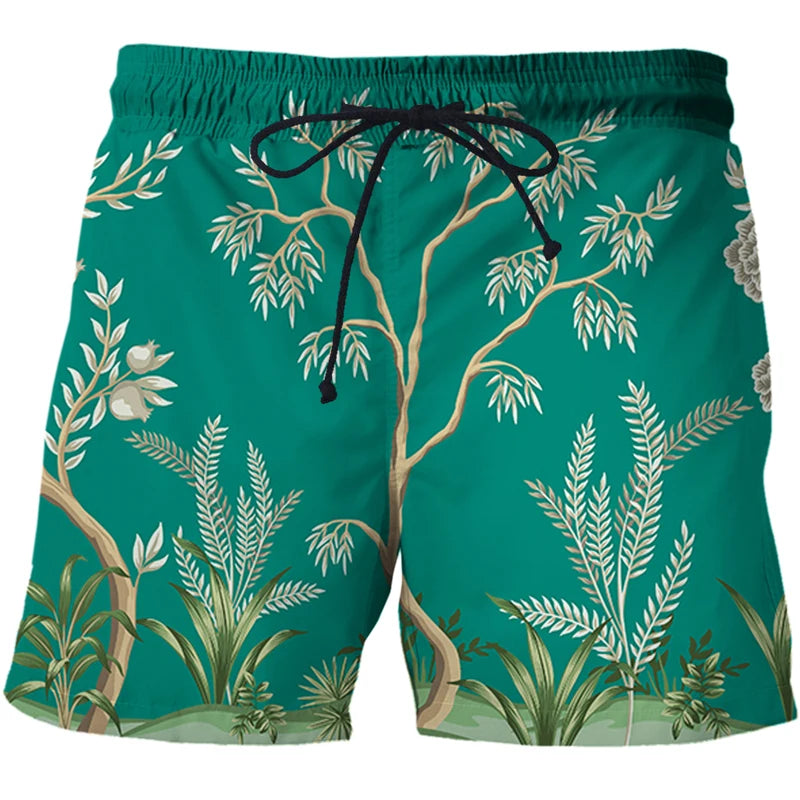 Mens Summer Beach Shorts-Beach Boxer Trunks peacock 3D Print-Casual Short Bermudas - My Store