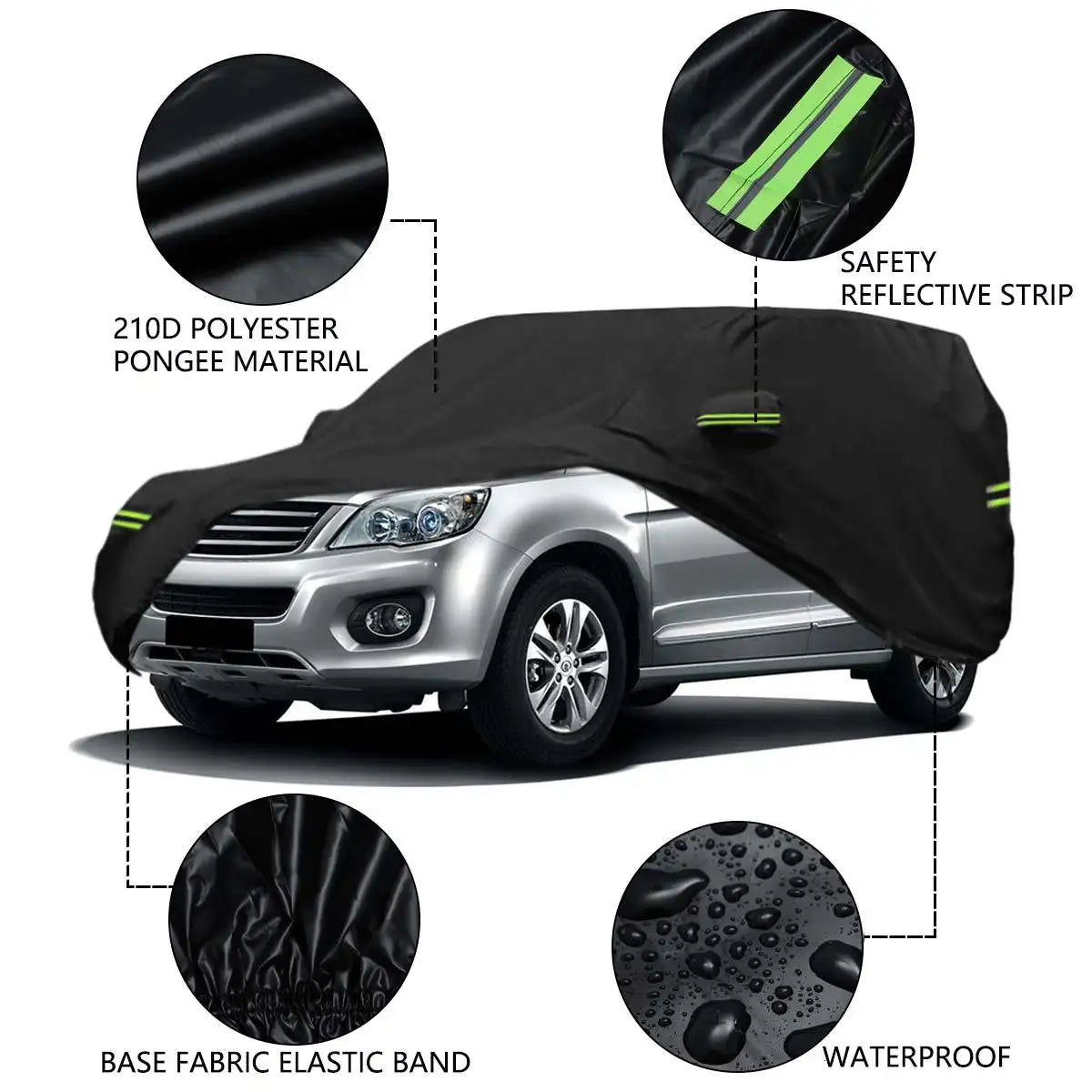 Universal 210D SUV Covers Size M/L/XL/XXL Indoor Outdoor Full Auot Cover Sun UV Snow Dust Resistant Protection Cover         For USA Sizing Scroll Down - My Store