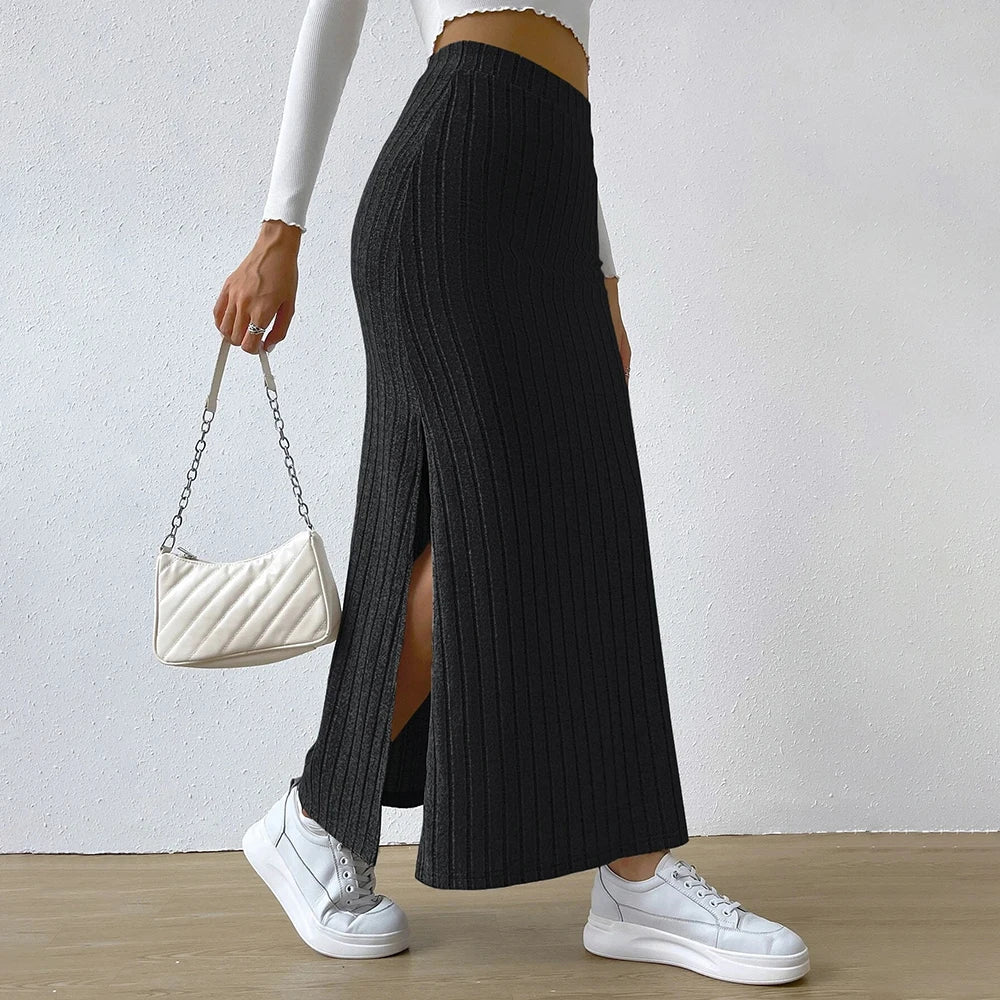 Plus Size Women Skirt Spring Summer Large Size Korean High Waisted Elastic Slim Hip Knit Sexy Bodycon Midi Skirt Female Clothing