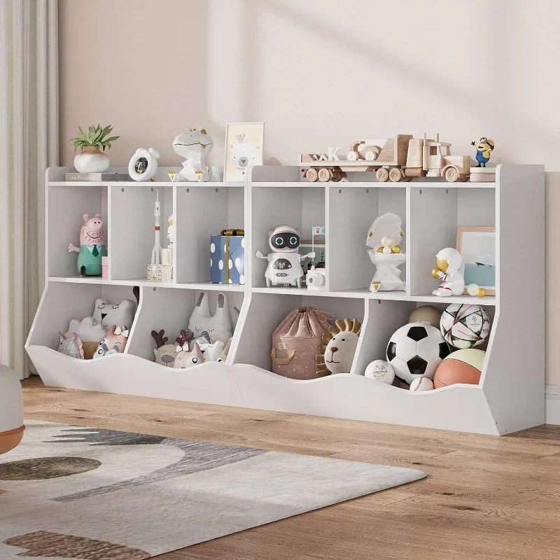 Kids Bookshelf and Bookcase Toy Storage Multi Shelf with Cubby Organizer Cabinet